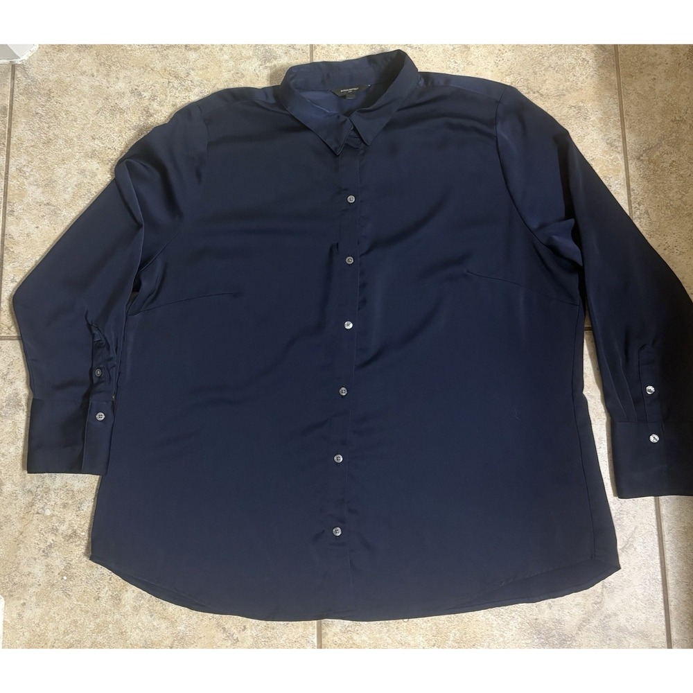 Banana Republic Navy Blue Long Sleeve Button-Down Blouse (Plus Size XXL)